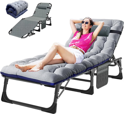 Slsy Folding Lounge Chair, 5-Position Adjustable Outdoor Reclining Chair, Folding Sleeping Bed Cot, Folding Chaise Lounge Chair for Pool Beach Patio Sunbathing