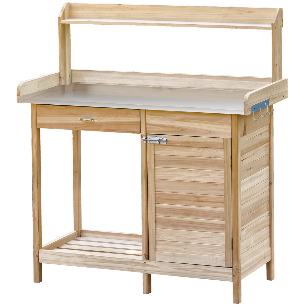 Outsunny Potting Bench Prep Table with Faucet, Sink, and Storage, Gray
