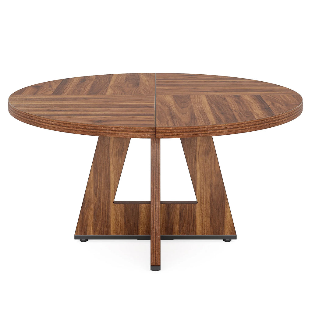 MAYEERTY Round Dining Table for 4, 47" Wood Kitchen Table Farmhouse Dinner Table
