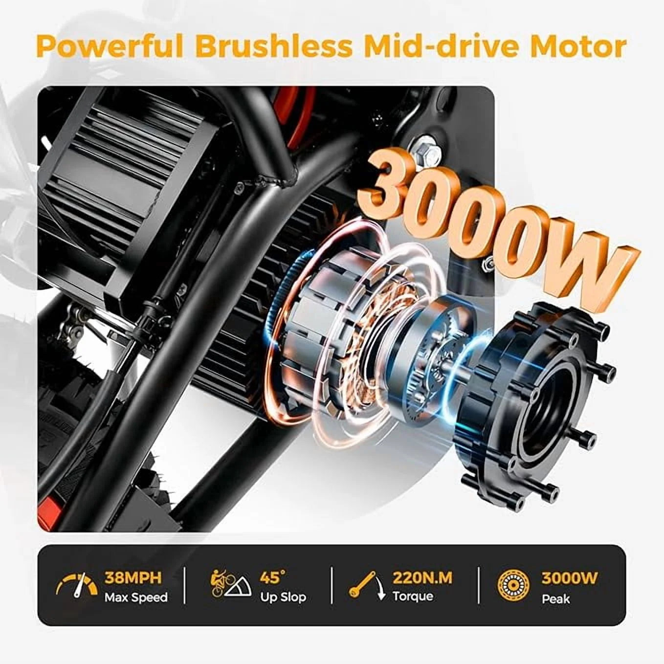 GT73 PRO 338 NM Electric Dirt Bike for Adults,3000W(Peak)Dual Motor 50Mph Max Speed,60V 50MPH 36.4AH Dual Battery Ebike,85 Miles Range, 25" Motorcycle Tires, All-Terrain for Mountain, Snow, UL2849