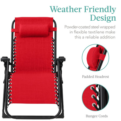 Best Choice Products Oversized Zero Gravity Chair, Folding Recliner w/ Removable Cushion, Side Tray - Fossil Gray