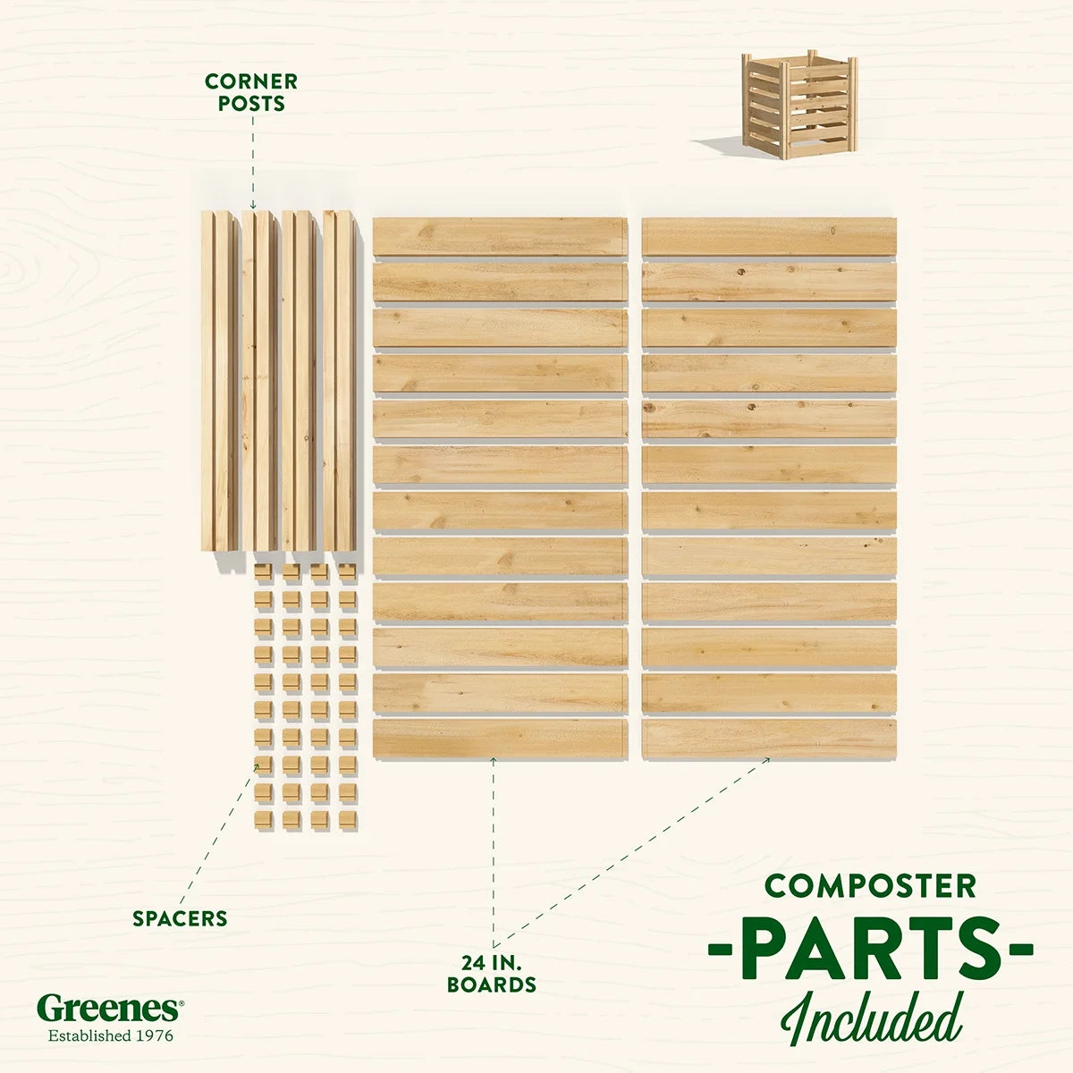 Greenes Fence Cedar Wood Composter 24" x 24" x 31", 77.3 gal.