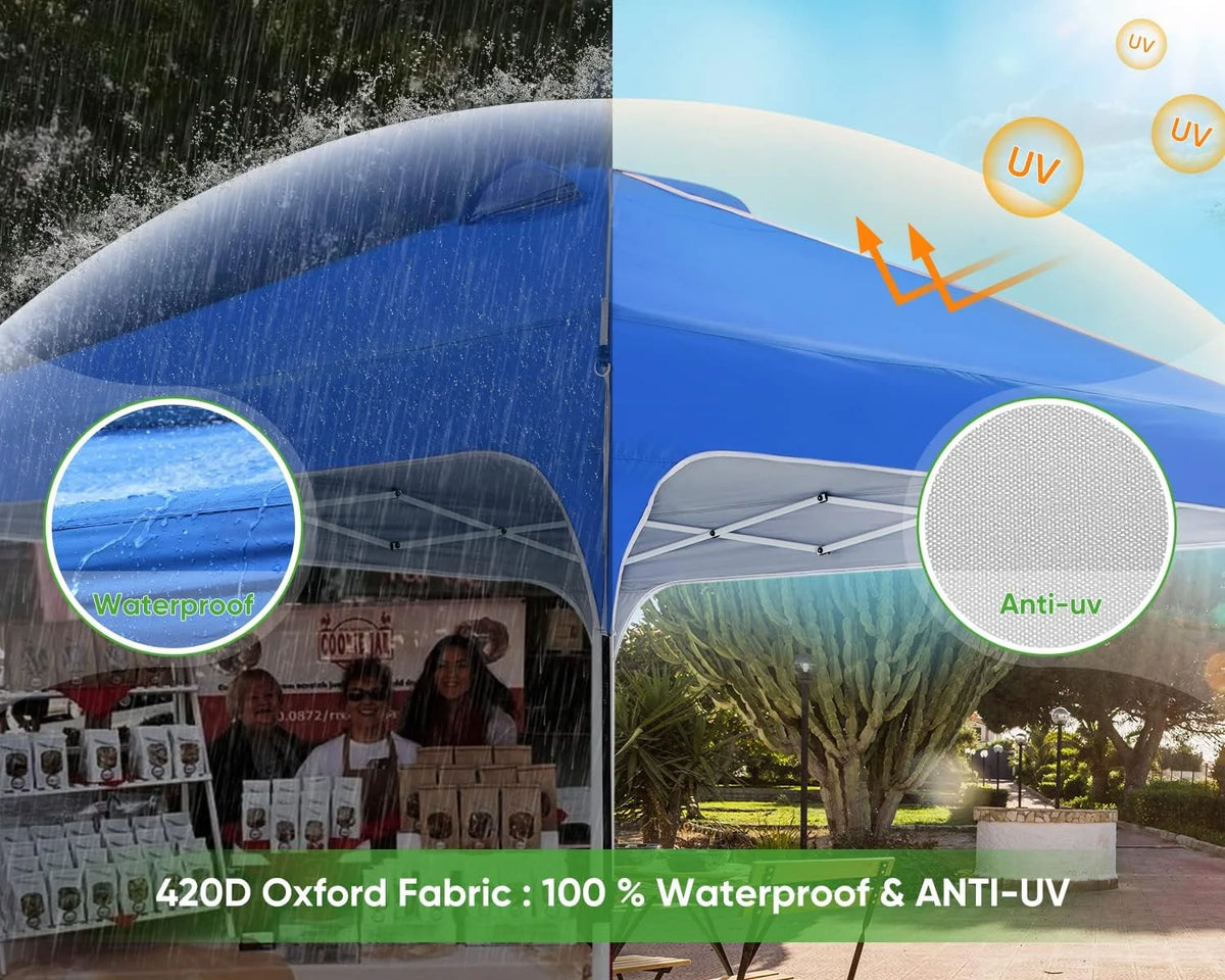 Quictent 10x10 Pop up Canopy TentPortable Instant Shelter with Vent, Ez up Canopy with Reflective Top and Fluorescent Rope