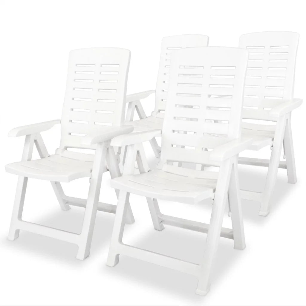 vidaXL Reclining Patio Chairs Outdoor Stack Dining Chair with Armrest Plastic