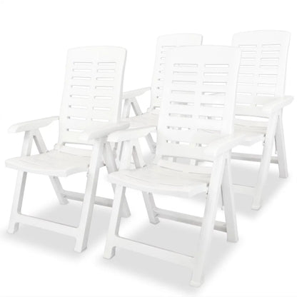 vidaXL Reclining Patio Chairs Outdoor Stack Dining Chair with Armrest Plastic