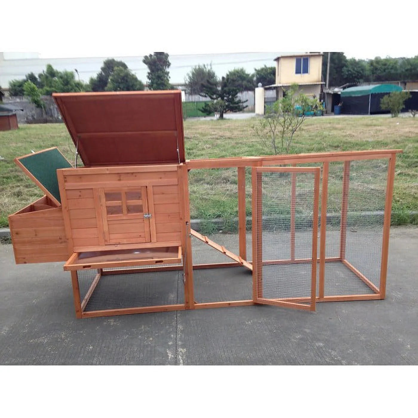 Chicken Coop Large 95" Deluxe Solid wood Hen Chicken Cage House Coop Huge with Run nesting box