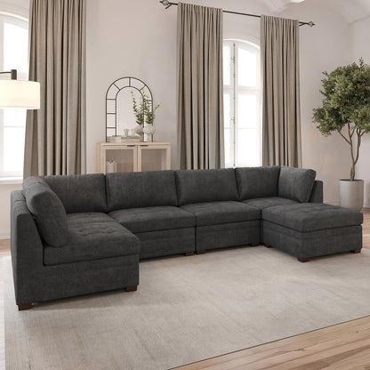 Thomasville Tisdale Modular Sectional 6-piece Dark Gray with Storage Ottoman