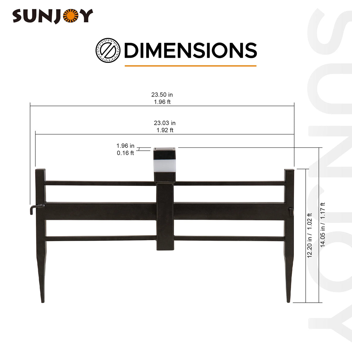 SUNJOY Garden Fence Solar Border Fencing with Waterproof LED Path Lights, Metal Strip Pattern Fence Panel Outdoor Decorative Garden Fences(5PK), Brown