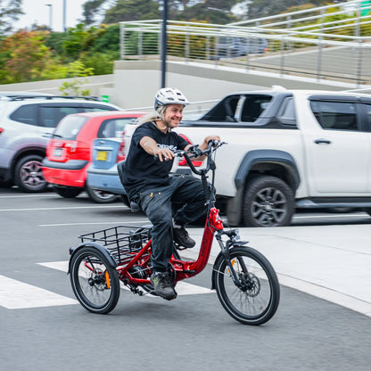 Addmotor Folding Electric Trike, 90MI Electric Tricycle for Adults, 750W 48V 20Ah, CITYTRI 3 Wheel Electric Bikes, Step-Thru Etrike with Rear Speed Differential & Parking Brake, E-310 Plus Red