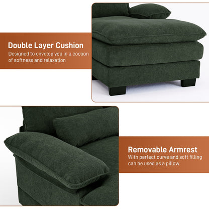 Rophefx 114.3" U Shaped Sectional Couches for Living Room,Cloud Couch,4 Seats Chenille Couch with Double Layer Cushion,Orange