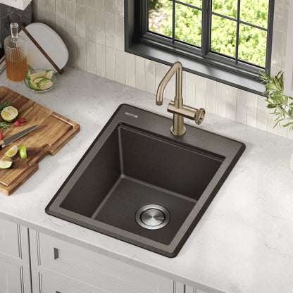 KRAUS Bellucci 18 Granite Composite Workstation Drop-In Top Mount Single Bowl Kitchen Bar Sink in White with Accessories