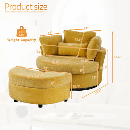 Muumblus Teddy Swivel Accent Barrel Chair, Modern Oversize Sherpa Comfy Round Reading Armchair for Living Room, Ivory