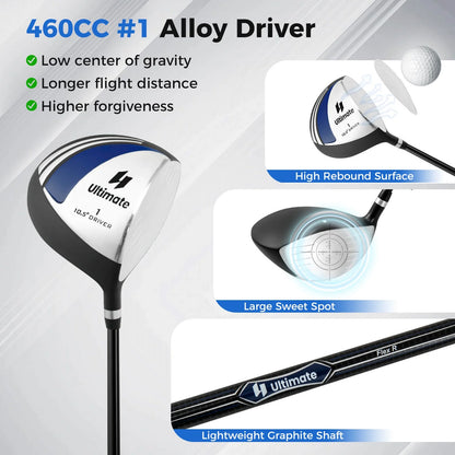 Costway Men's Complete Golf Clubs Package Set 10 Pieces Includes Alloy Driver