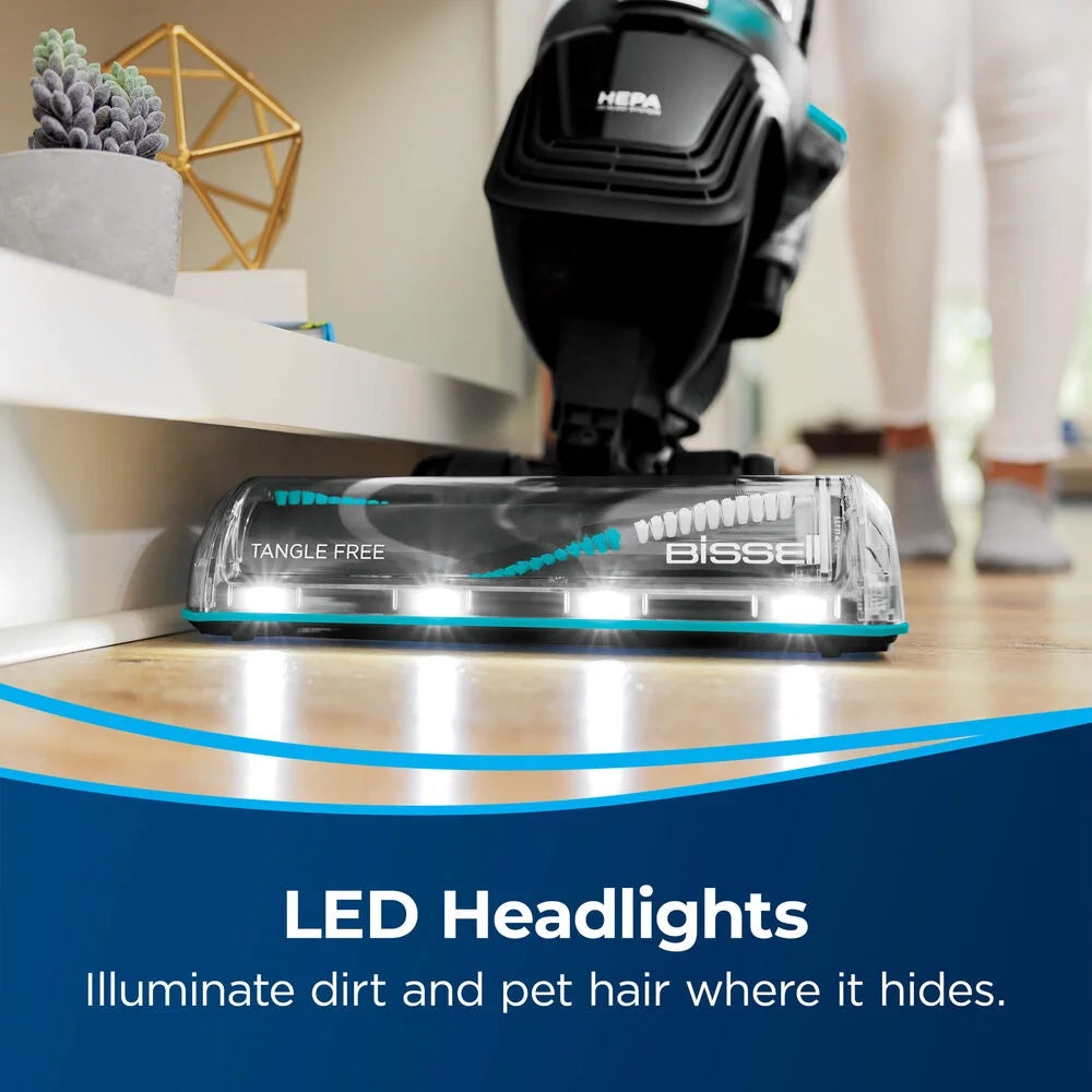 BISSELL Upright Vacuum, PowerLifter Allergen Pet Rewind, Pet Friendly , Bagless, HEPA filter, with Tangle Free Brush Roll, Swivel Steering and LED Headlights, 3404, Black