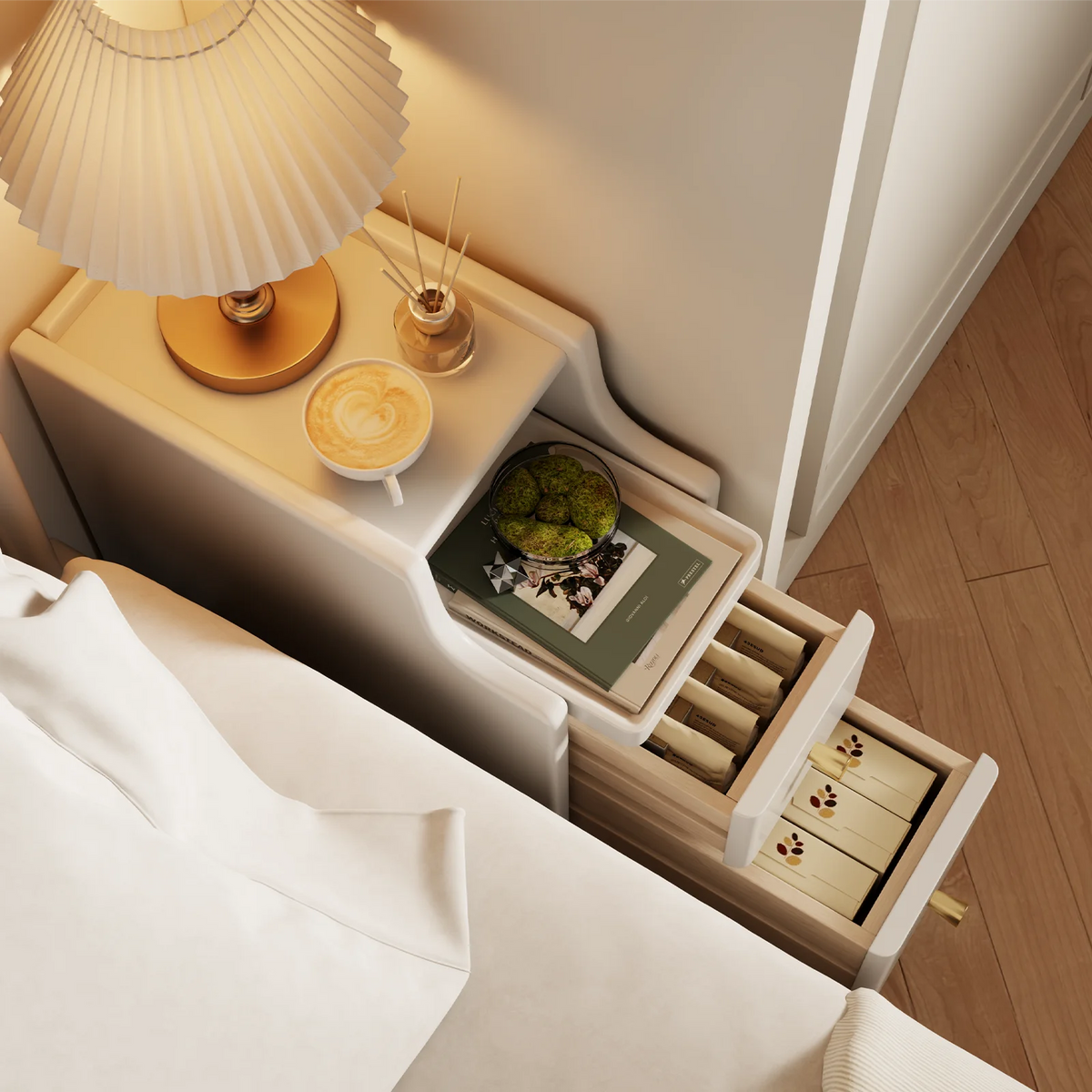 Small Nightstand,Solid Wood Nightstand with Drawers, Walnut Bedside Table for Bedroom