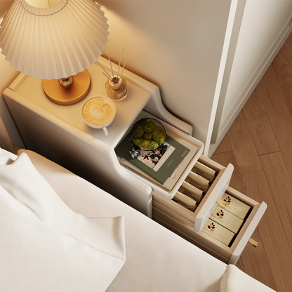 Small Nightstand,Solid Wood Nightstand with Drawers, Walnut Bedside Table for Bedroom