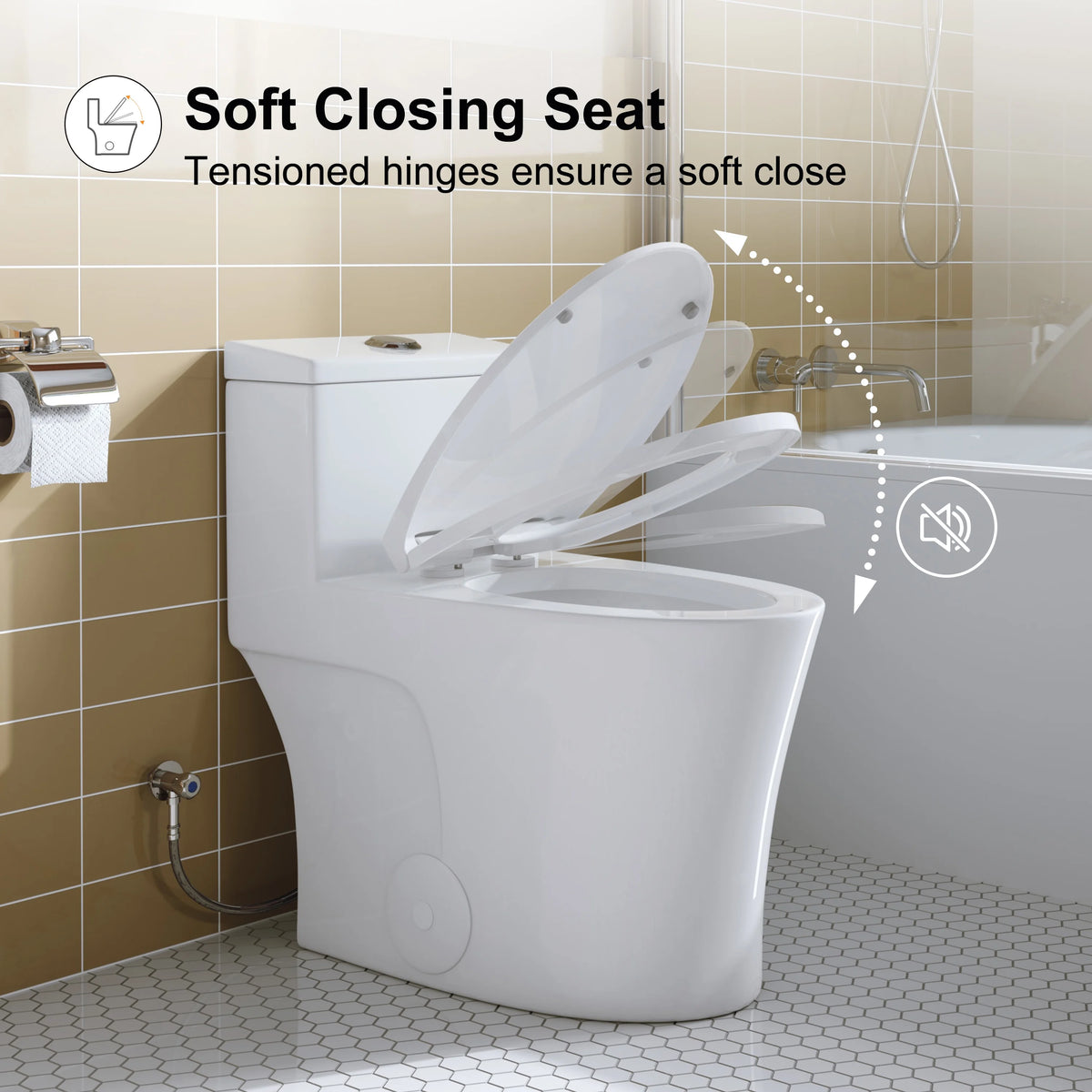 HOROW Compact One Piece Toilet with Comfort Seat ADA Height 17.3" Elongated Dual Flush 0.8/1.28 GPF