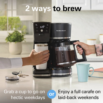 Hamilton Beach 2-Way Programmable Iced/Hot Coffee Maker, Single-Serve and 12 Cup Glass Carafe, 47501J