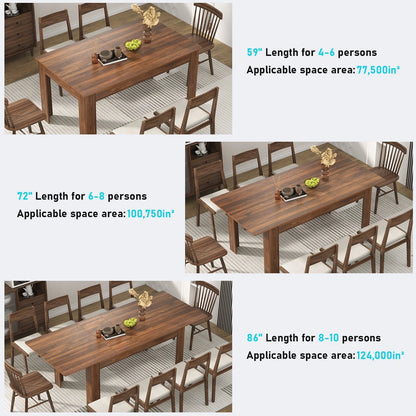 ChVans Large Mobile Extendable Dining Table for 6-8, Modern Wood Kitchen Table Rectangular Table for Dining Room, Living Room