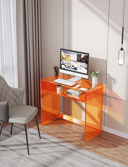 Solaround Acrylic Modern and Sleek Computer Office Desk, Clear