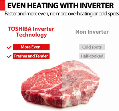 TOSHIBA 7-in-1 Countertop Microwave Oven Air Fryer Combo, Inverter, Convection, Broil, Speedy Combi, Even Defrost, Humidity Sensor, Mute Function, 27 Auto Menu&47 Recipes, 1.0 cu.ft/30QT, 1000W