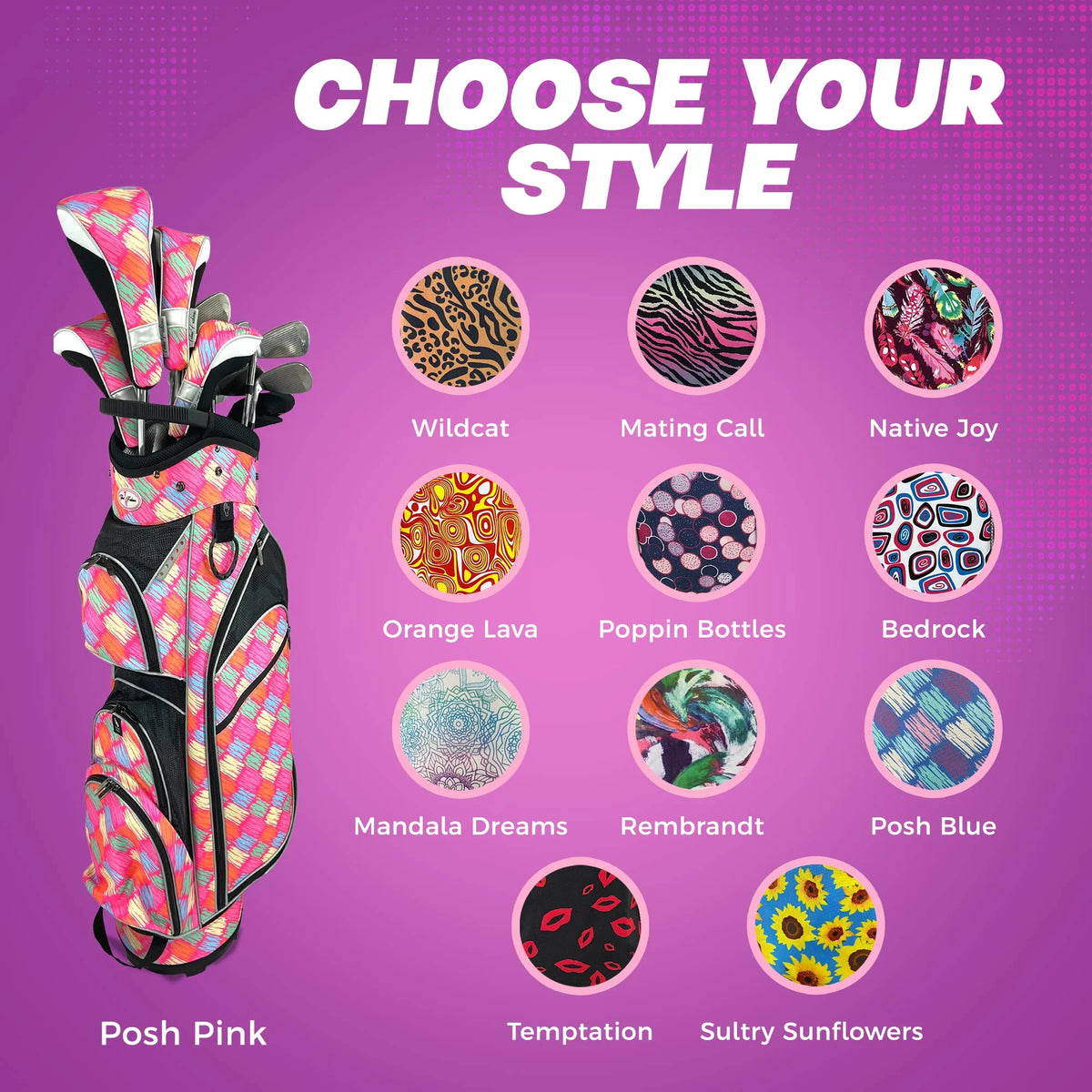 Womens Golf - Taboo Fashions 14 Way Lightweight Ladies Cart Bag (Posh Pink)
