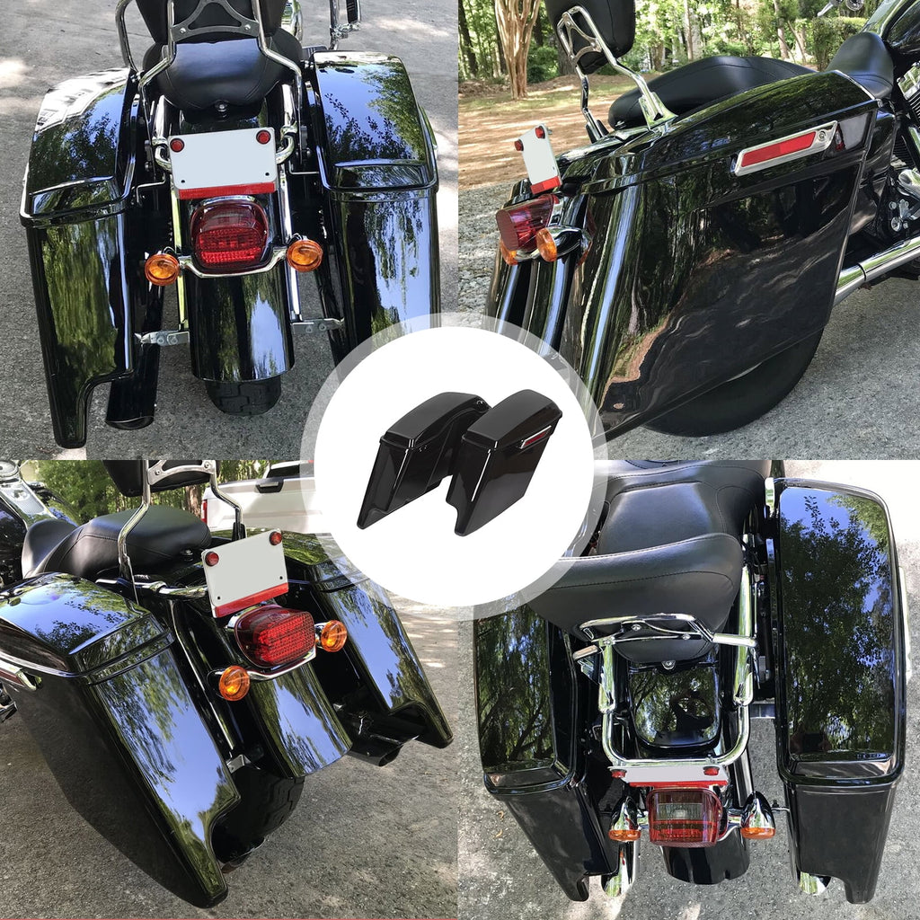 Kojem Hard Saddle Bags for 1993 - 2013 Harley Road King Glide Vivid Black Lockable Saddlebags