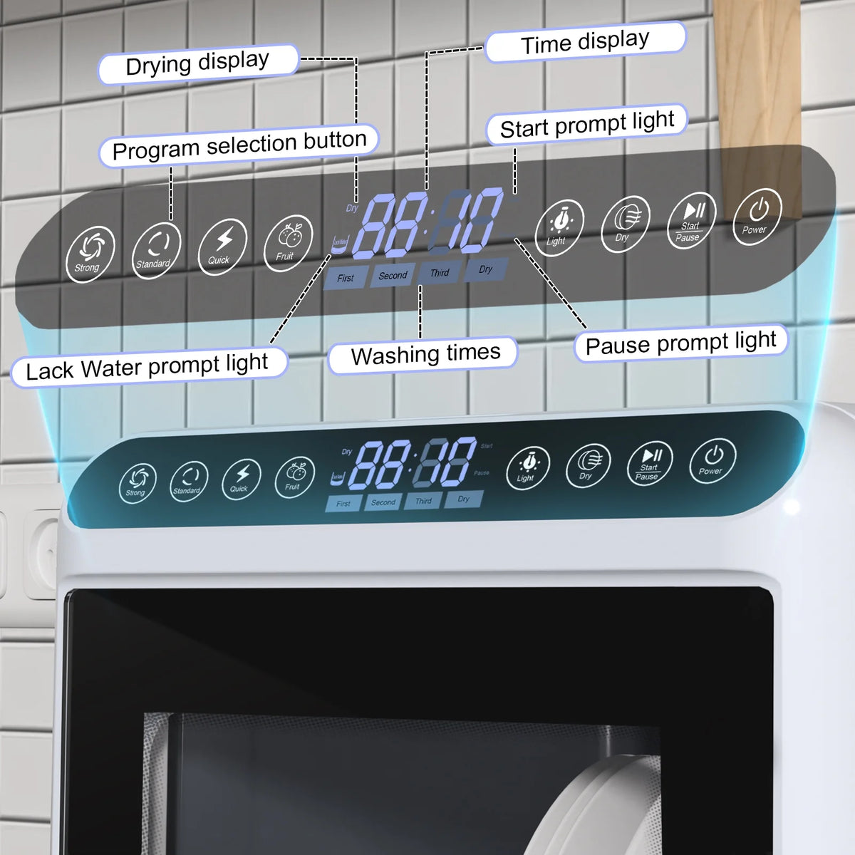 Kitem Portable Countertop Dishwashers, Compact Dishwashers with 5 L Built-in Water Tank & Inlet Hose, 6 Programs, Air-Dry Function Dishwash for Small Apartments