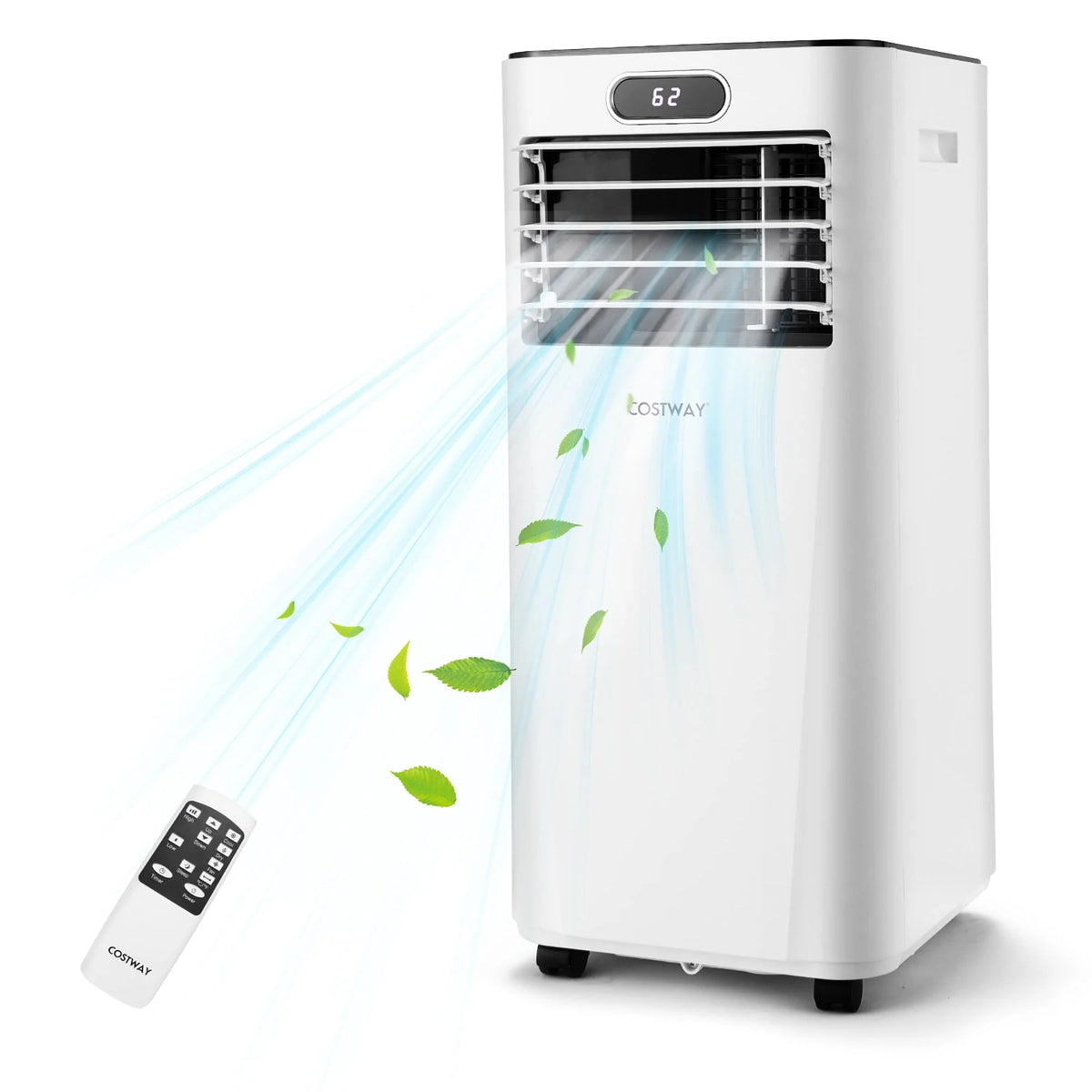 Costway 6000 BTU (10000 BTU ASHRAE) Portable Air Conditioner w/ Remote Control 3-in-1 Air Cooler w/ Drying White