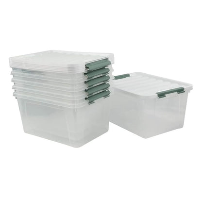Clear Storage Bins 6-Pack, 35 Qt Plastic Storage Containers with Lids - Large Plastic Bins for Home Organization, Garage, Moving & Industrial Use - Moisture Proof, Dustproof with Latches