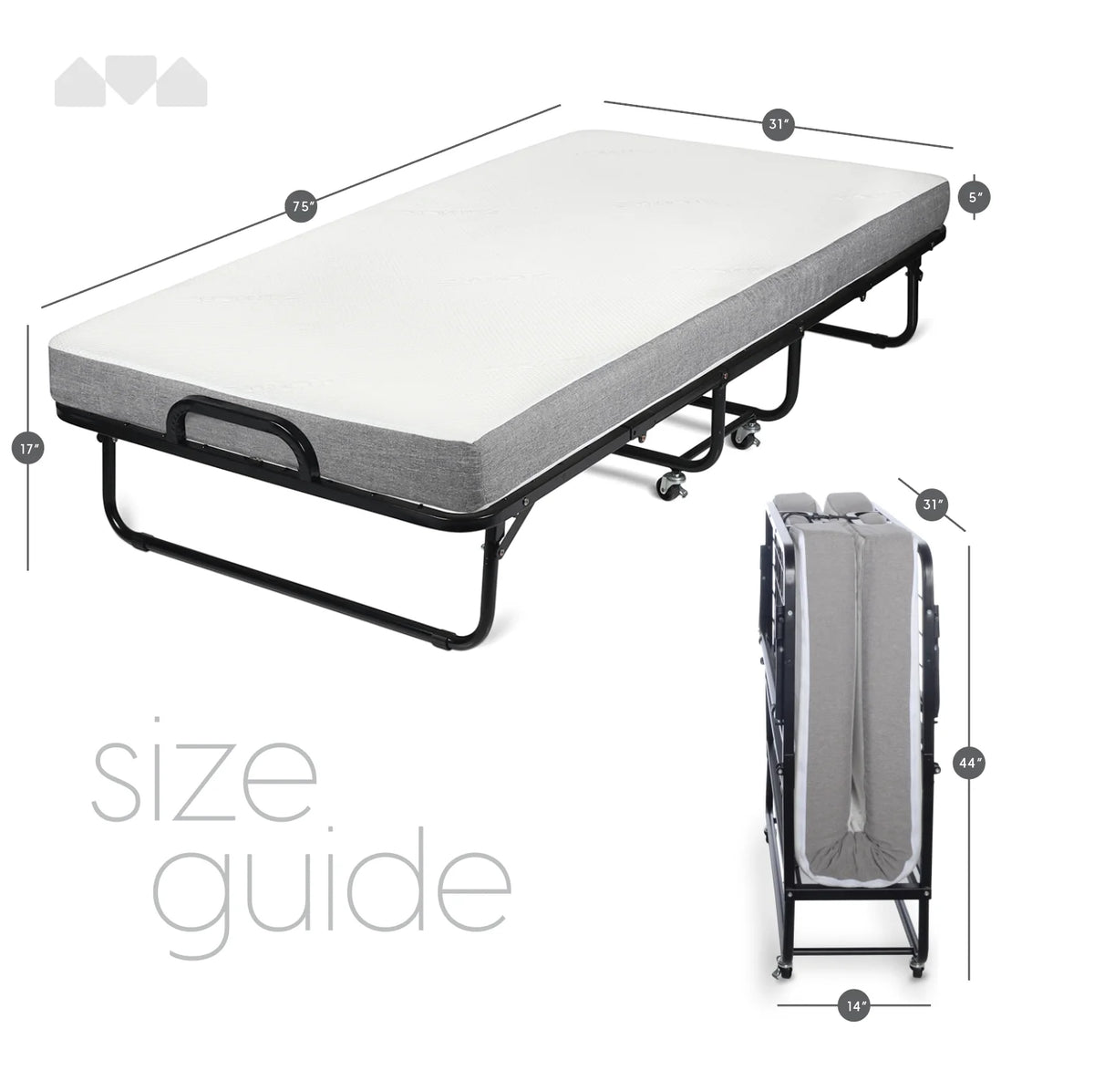 Milliard Twin Steel Folding Bed with Luxurious Memory Foam