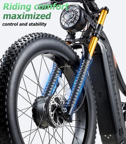 Dual Motors AWD 2000W Electric Bike for Adult 26'' UL2849 48V 30AH E-mountain bike 4.0 Fat Tire up to 35MPH&120Miles Long Range Off-road Ebike Dual Hydraulic Disc Brakes&Ful Suspension Electric Bicyc