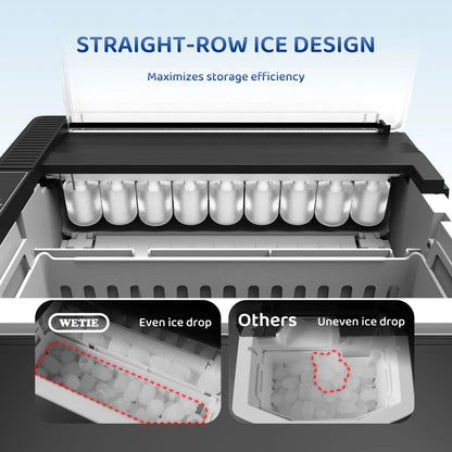 WETIE Countertop Ice Maker, 9 Bullet Ice Cubes in 6 Mins, 2 Ice Sizes, 26 lbs/24H with Removable & Washable Ice Tray & Scoop, with Self-Cleaning Function for Home/Kitchen/Camping/Party