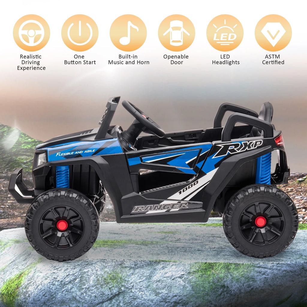 TOBBI 12V Kids Electric off-Road UTV Truck Car Battery Powered Ride on Toys for Girls with LED Headlights, Music, Horn