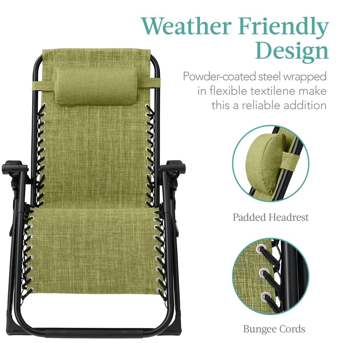 Best Choice Products Oversized Zero Gravity Chair, Folding Recliner w/ Removable Cushion, Side Tray - Fossil Gray