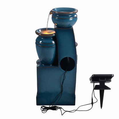Teamson Home 28.74" Solar Water Fountain with LED Lights, Navy
