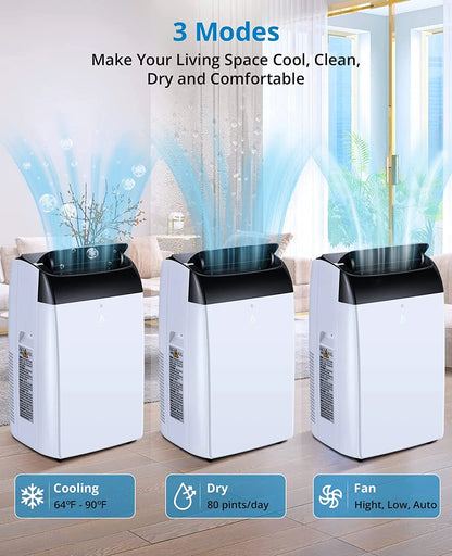 EastVita 10000 BTU Air Conditioner Portable for Room, 3-in-1 AC Unit, Dehumidifier and Fan, Air Conditioners with Remote Control & Window Kit, Sleep Mode, LED Display, Cooling Room up to 450 Sq.ft