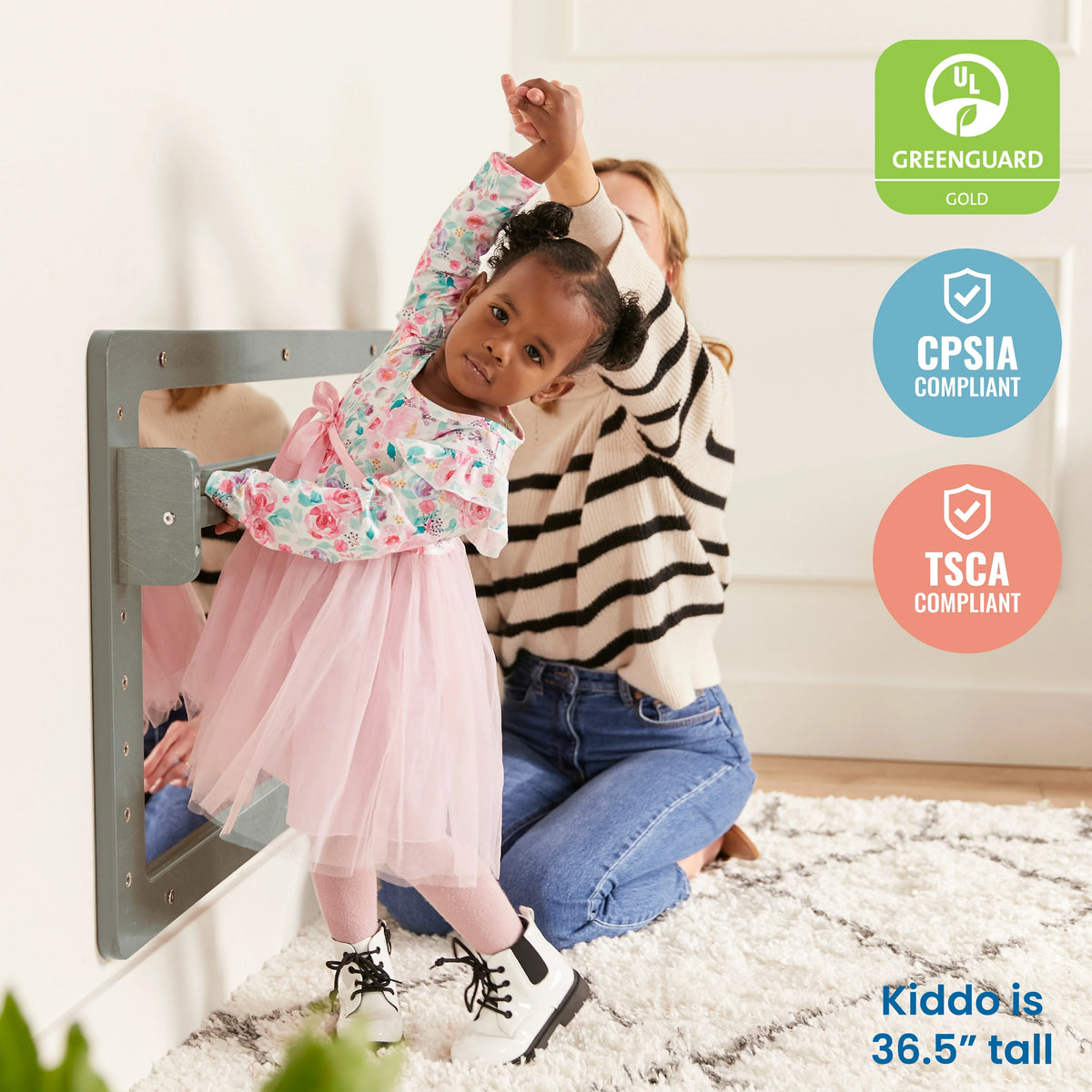 ECR4Kids Wall-Mounted Coordination Mirror, Natural