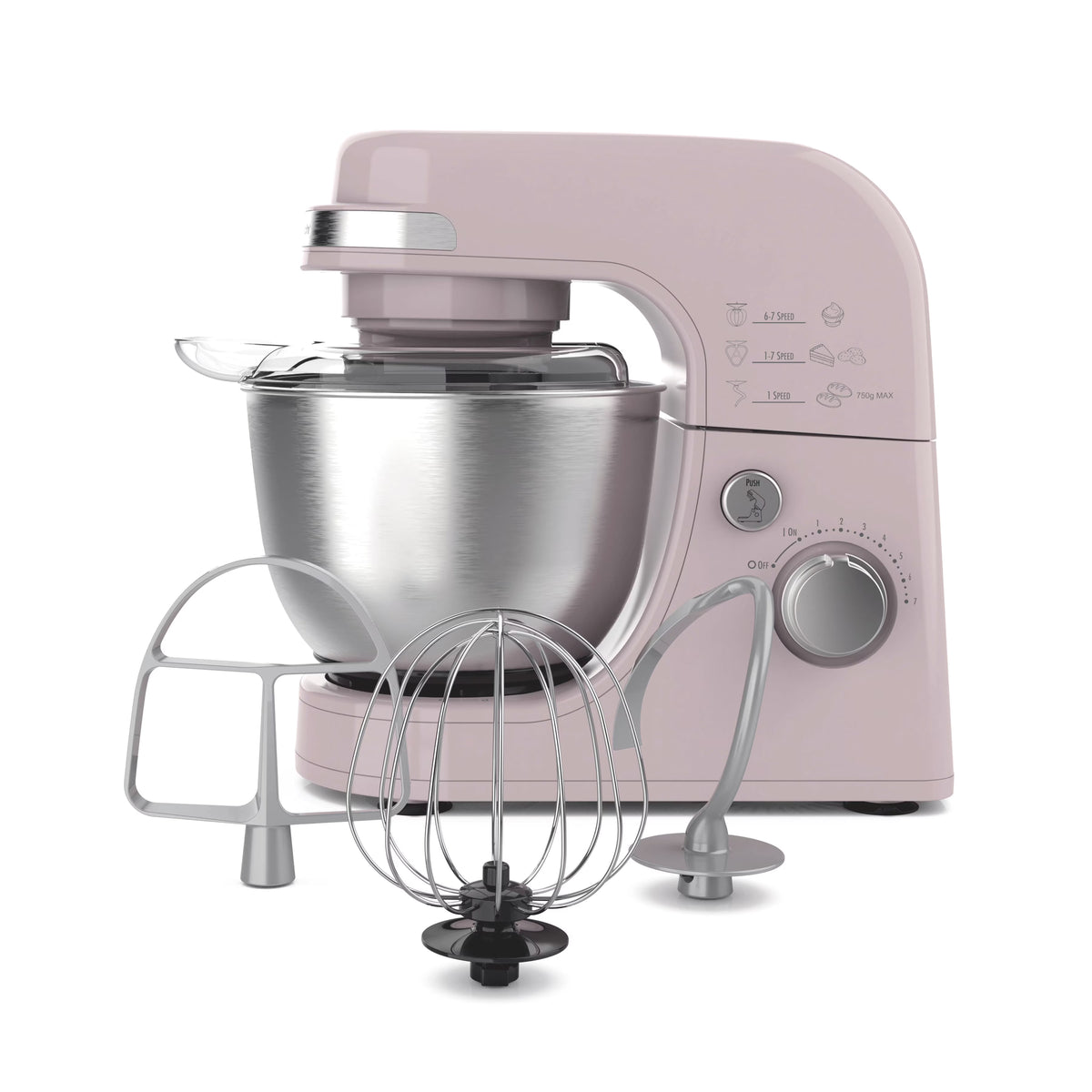 Hamilton Beach 4 Quart Stand Mixer for Kitchen, 7 Speeds, Tilt-Head, Dough Hook, Whisk & Flat Beater, White