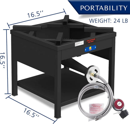 100QT Seafood Boiling Kit, 200,000BTU Propane Burner And Stainless Steel Crawfish Boil Pot w/Basket and Steamer Rack, For Outdoors Cooking and Steaming, Large Turkey Fryer Pot, Lobster Shrimp Pot