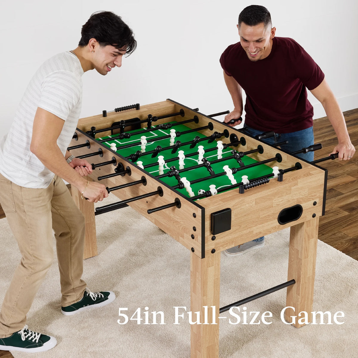 Best Choice Products Large 54in Full-Size Foosball Table for Home, Game Room w/ 2 Balls, 2 Cup Holders - Natural