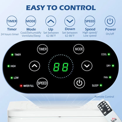 HOMCOM 8,000 BTU Portable Air Conditioner Fan with Remote for Rooms Up to 344 Sq. Ft., Evaporative Cooler, Home AC Unit with Dehumidifier, Black