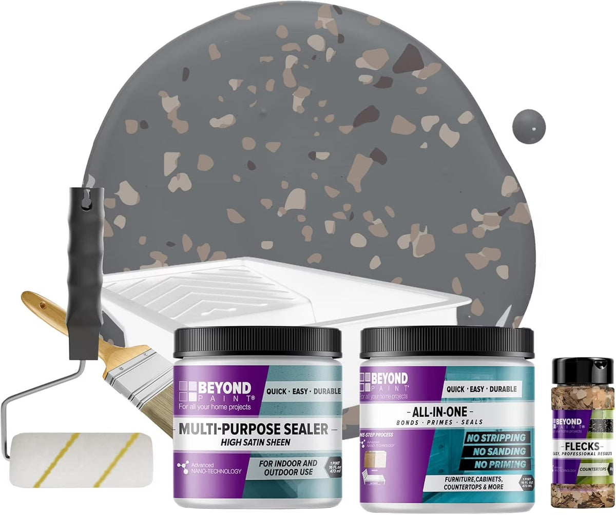 Beyond Paint Countertop Makeover Kit with Paint, Sealer, Flecks and Tools for Countertops, Bright White