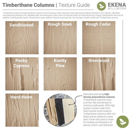 Ekena Millwork 6"W x 5'H Sand Blasted Endurathane Faux Wood Non-Tapered Square Column Wrap with Faux Iron Capital & Base