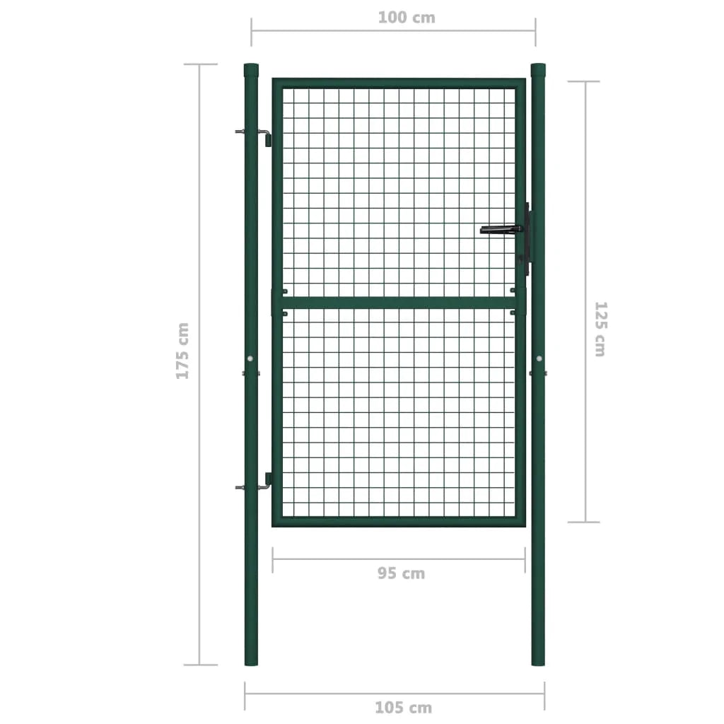 vidaXL Fence Gate Metal Fence Post Garden Gate for Outdoor Patio Steel Green