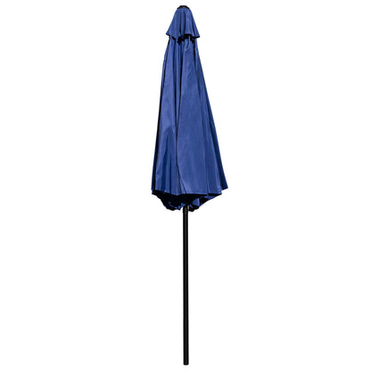 Merrick Lane Patio Umbrella with Base - 9' Tan Polyester Patio Umbrella - 30+ UV Protection - Waterproof Black Cement Base with 1.5" Diameter Aluminum Pole