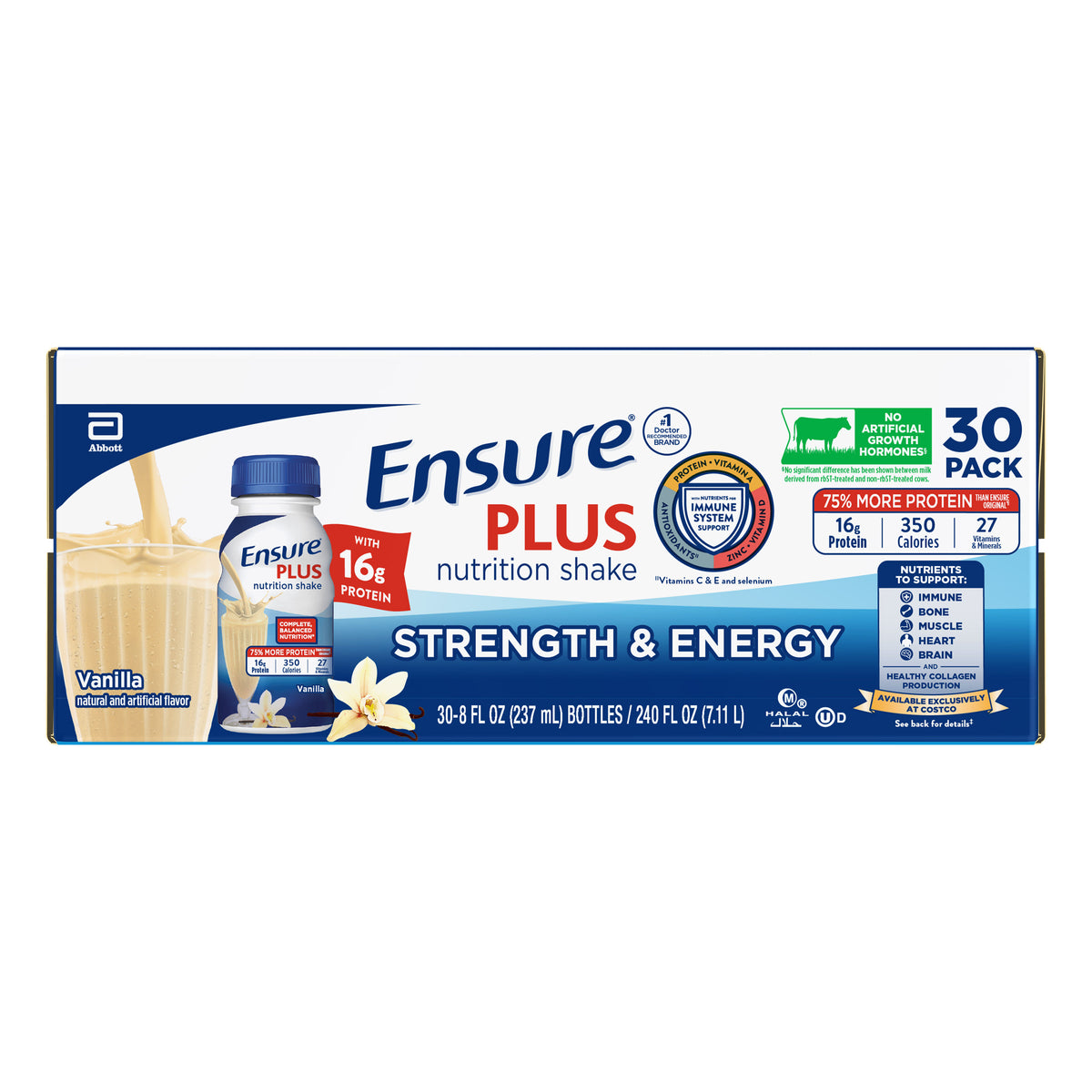 Ensure Plus Nutrition Shake, Vanilla, 8 fl. oz, 30-pack