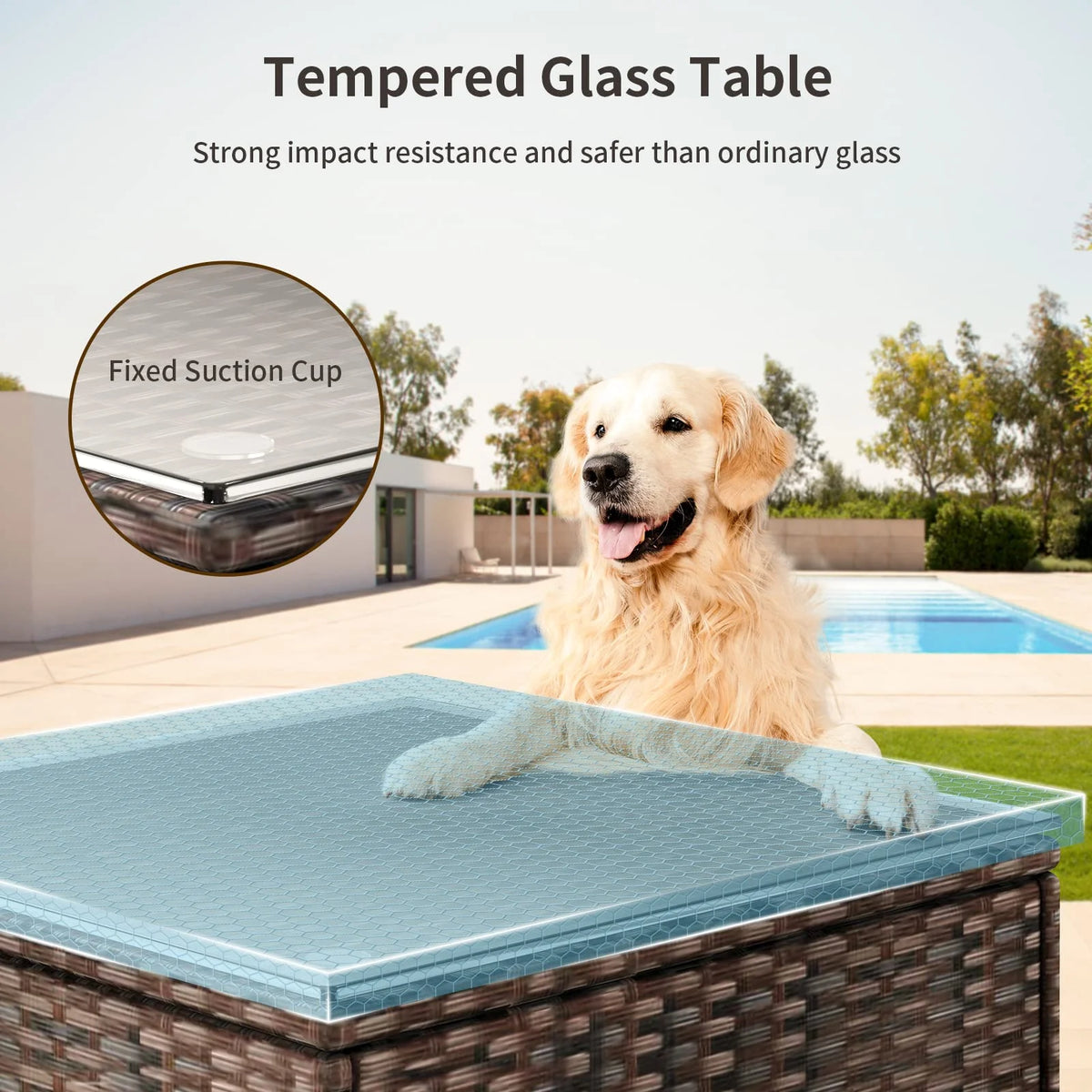 Patio Furniture Set Clearance, Lofka 5 Pieces Patio Conversation Set with Sofas and Tempered Glass Coffee Table for Outdoor Garden Gray