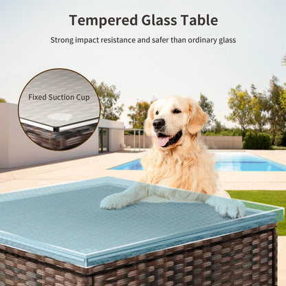 Patio Furniture Set Clearance, Lofka 5 Pieces Patio Conversation Set with Sofas and Tempered Glass Coffee Table for Outdoor Garden Gray