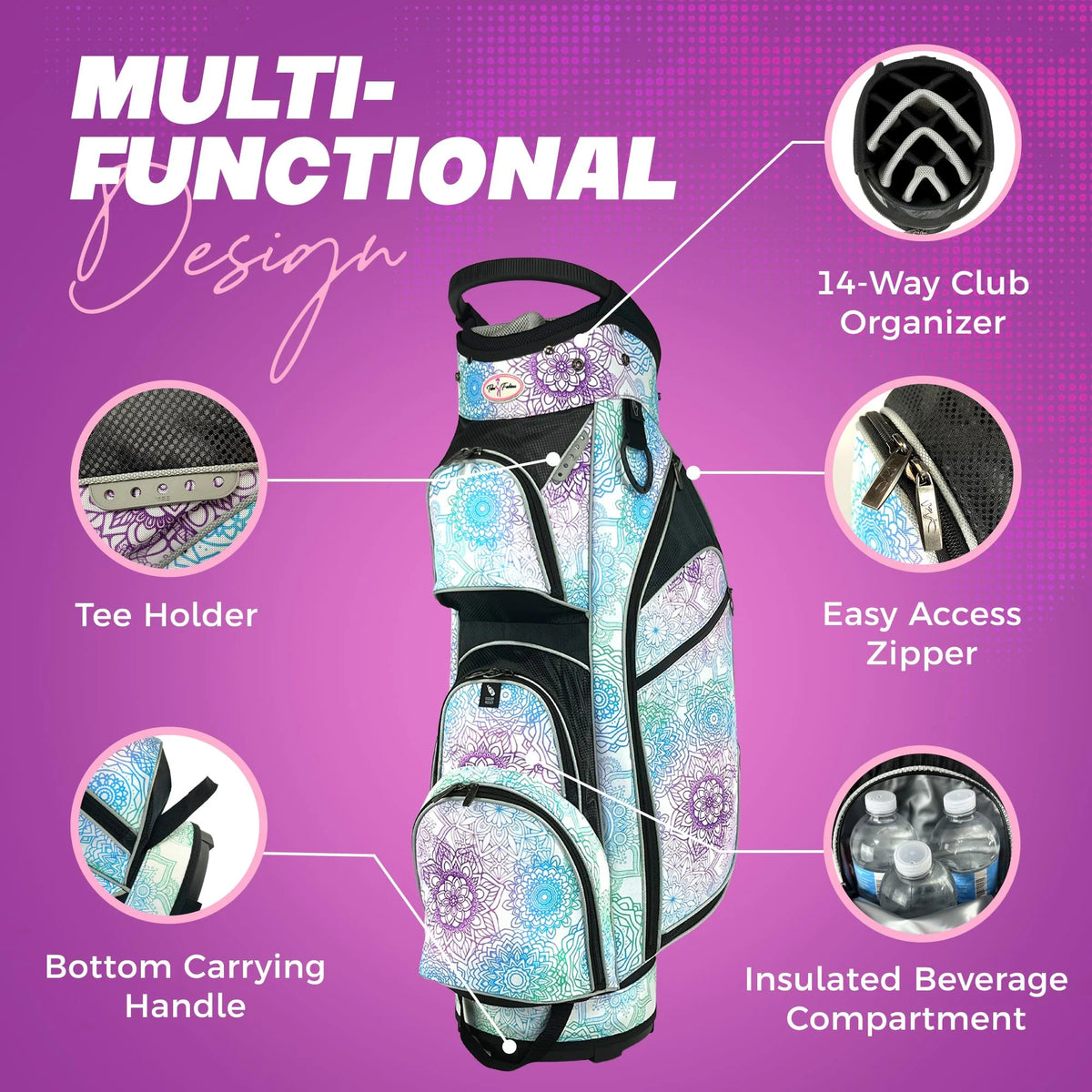 Womens Golf - Taboo Fashions 14 Way Lightweight Ladies Cart Bag (Posh Pink)